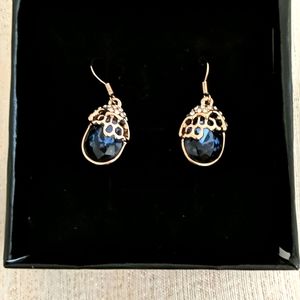 Rose gold and blue earrings